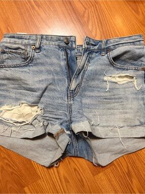 American Eagle Outfitters Light Blue Denim Shorts with Contrast Stitching